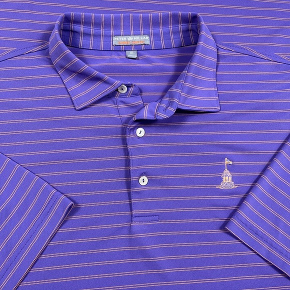 Peter Millar Other - Peter Millar Polo Shirt Men XL Purple Striped Summer Comfort Crown Performance